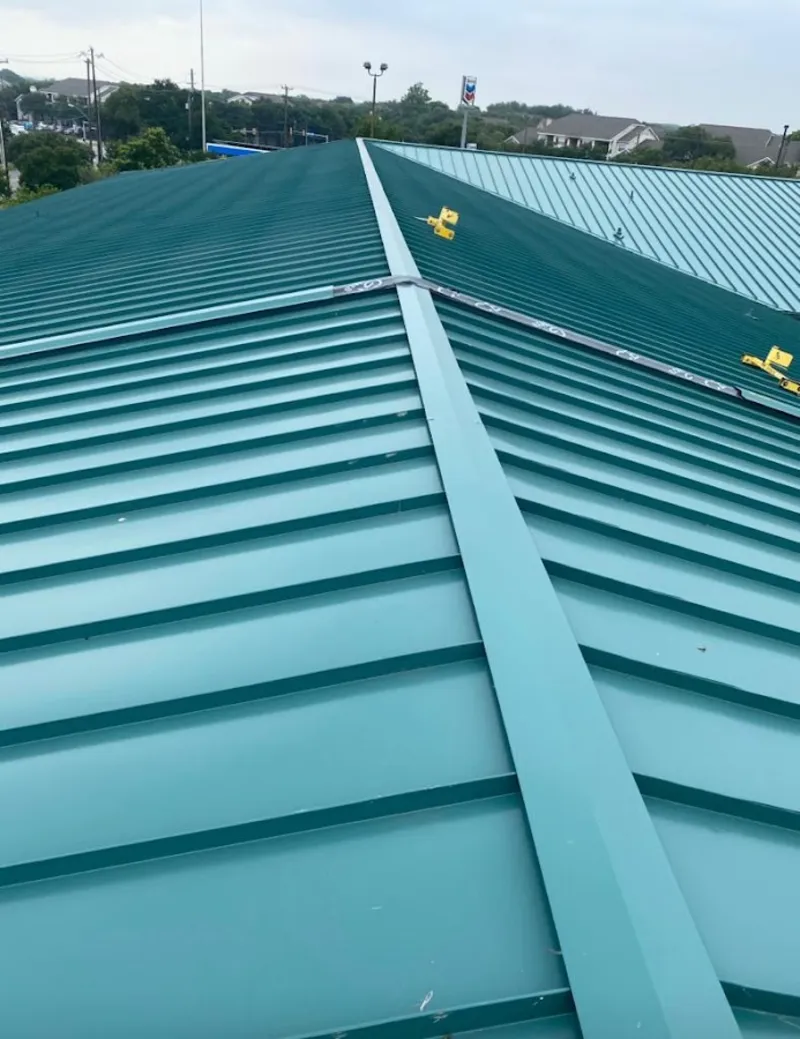 Green commercial metal roof ridge and valley for Metal Roof Repair in Mount Laurel